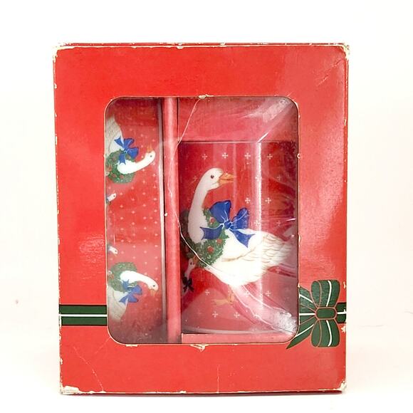 Vintage Christmas Goose Bath Set – Made in Japan – Soap Dish & Tumbler in Box - Picture 3 of 11
